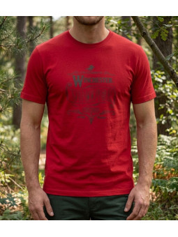 Tee-shirt à manches courtes pour homme rouge en coton avec sérigraphie poitrine modèle STARK2 Winchester.
