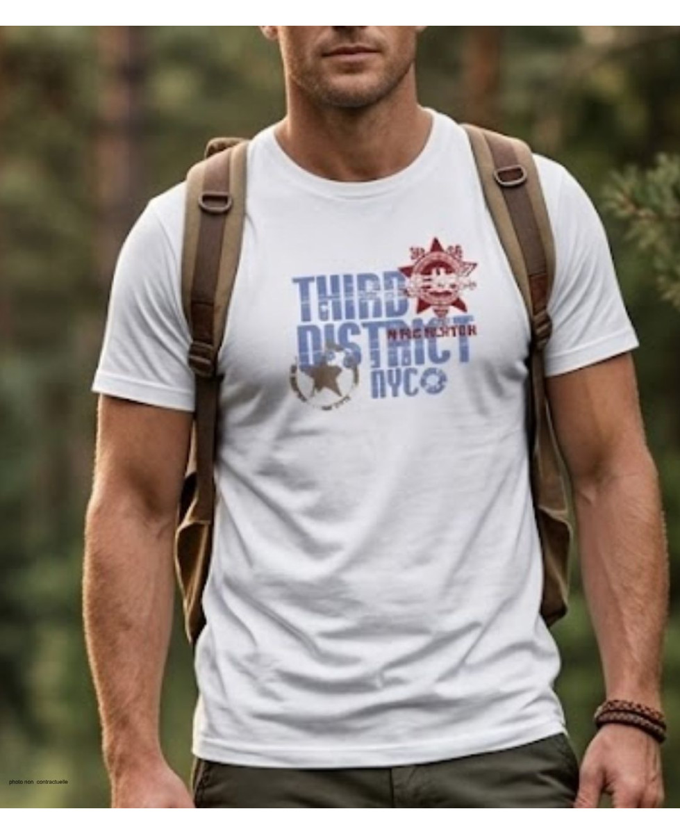 Tee-shirt à manches courtes pour homme blanc en coton jersey avec sérigraphie poitrine modèle STENTOR2 Winchester.