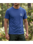 Tee-shirt manches courtes pour homme bleu marine en coton jersey avec petite sérigraphie poitrine modèle A2121B Challenger.