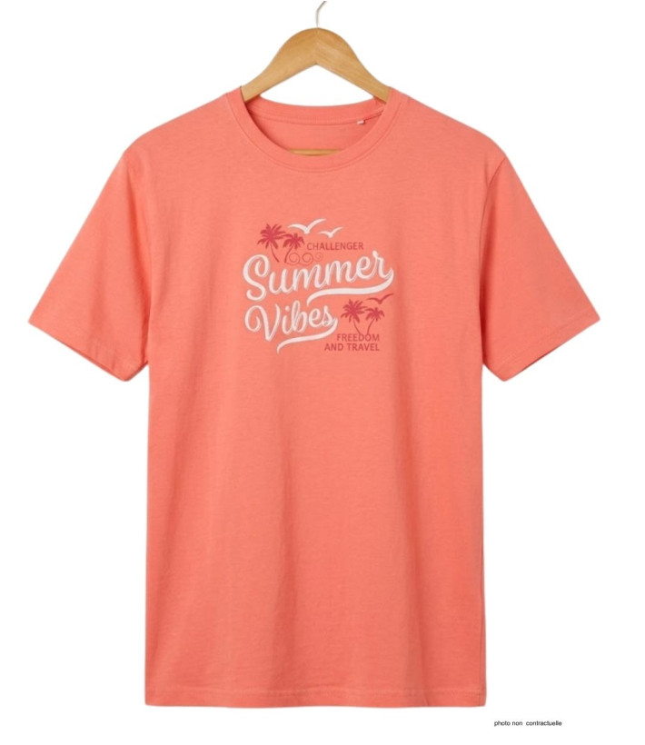 Tee-shirt Challenger SAMPA2 : Coton Peigné 160g Corail