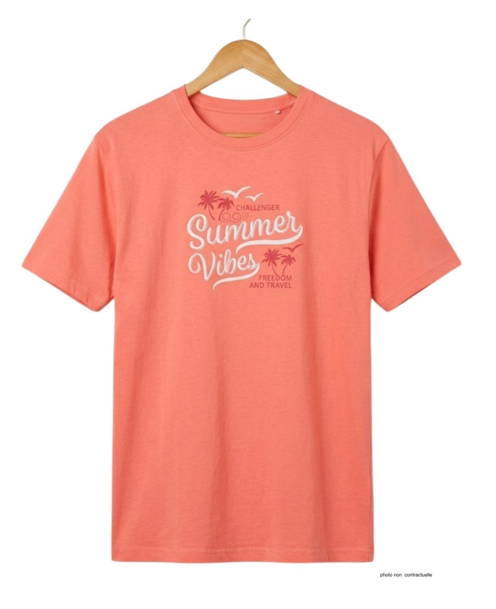 Tee-shirt Challenger SAMPA2 : Coton Peigné 160g Corail