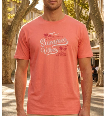 Tee-shirt Challenger SAMPA2 : Coton Peigné 160g Corail