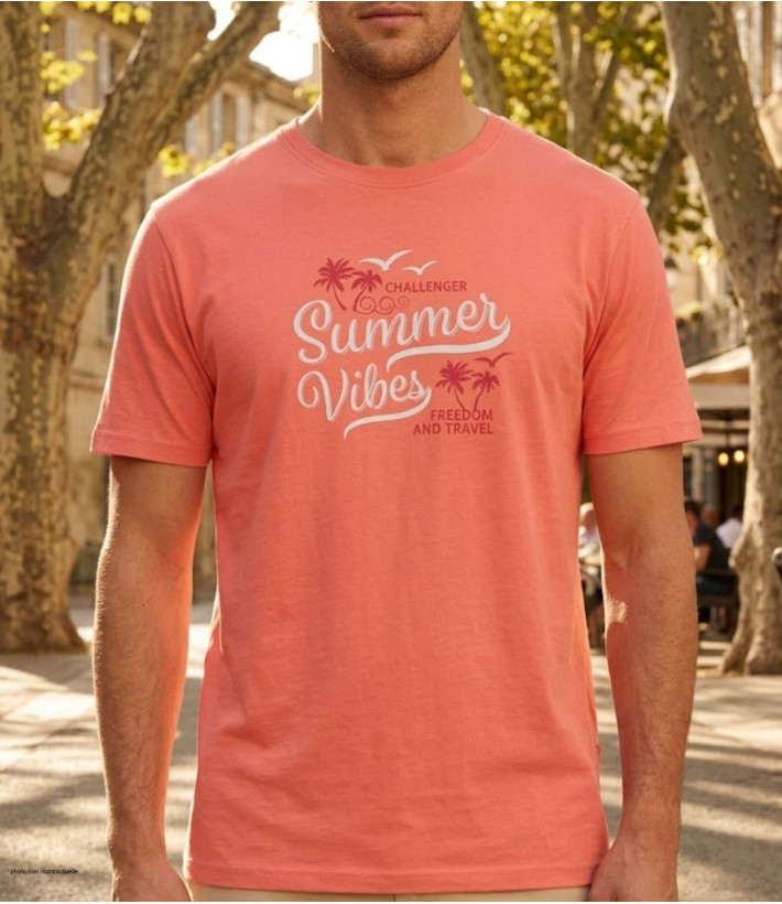Tee-shirt Challenger SAMPA2 : Coton Peigné 160g Corail