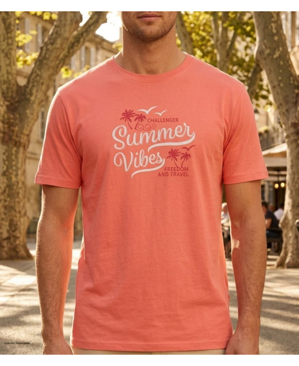 Tee-shirt Challenger SAMPA2 : Coton Peigné 160g Corail