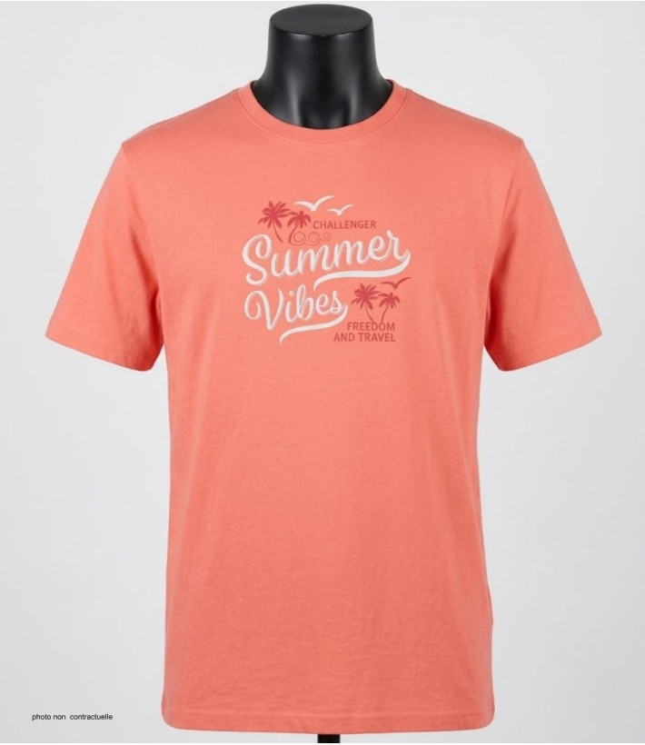 Tee-shirt Challenger SAMPA2 : Coton Peigné 160g Corail