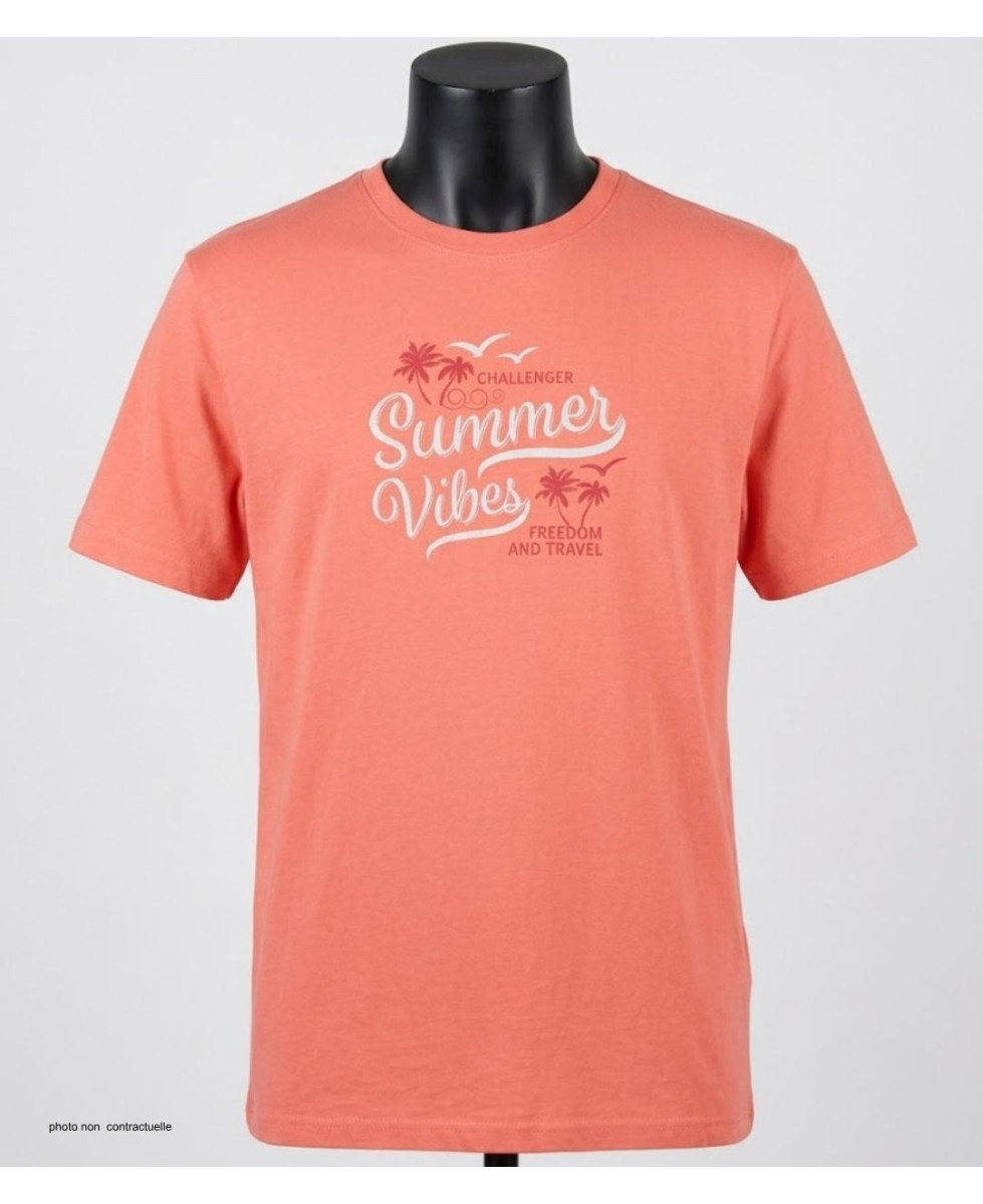 Tee-shirt Challenger SAMPA2 : Coton Peigné 160g Corail