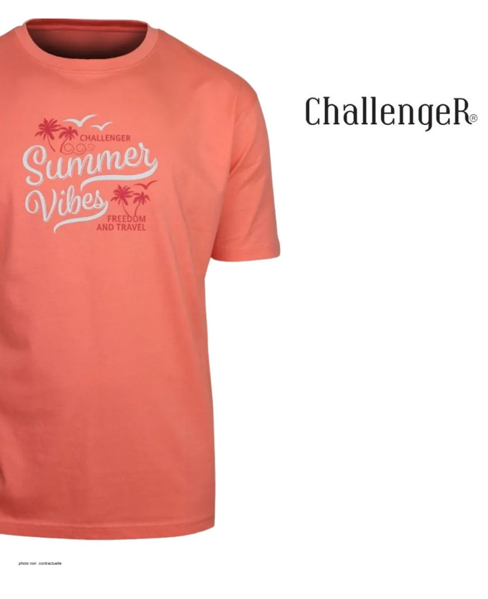 Tee-shirt Challenger SAMPA2 : Coton Peigné 160g Corail