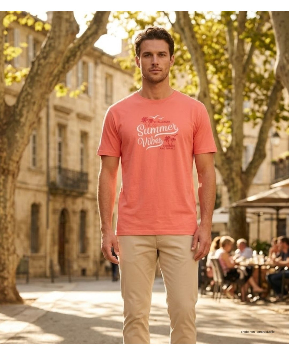 Tee-shirt Challenger SAMPA2 : Coton Peigné 160g Corail