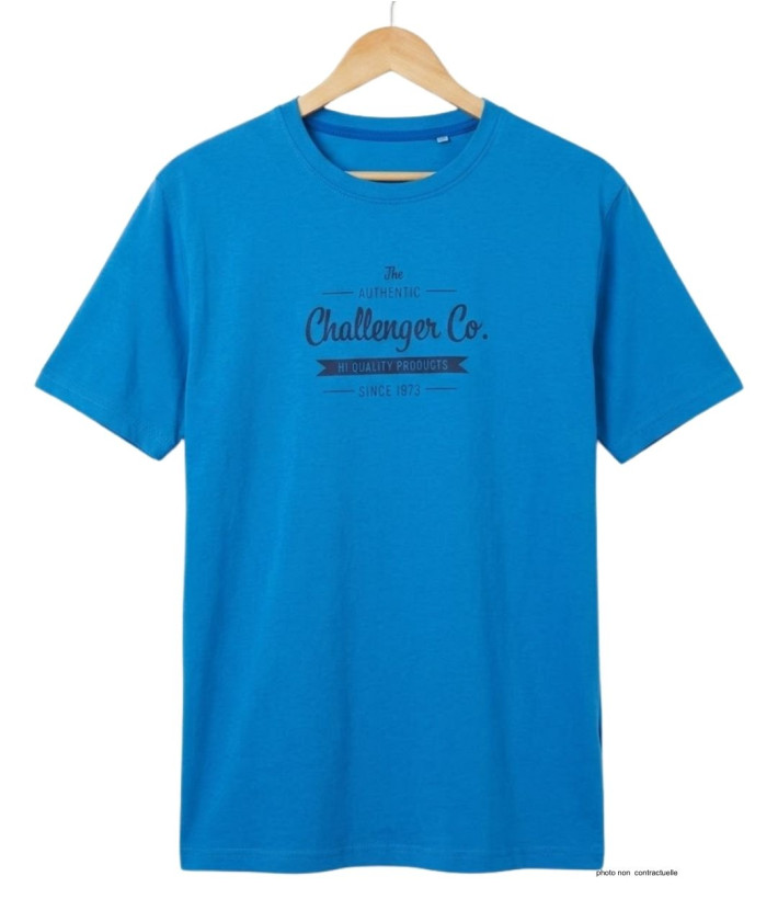 CHALLENGER SEVILLE1 : Tee-shirt homme imprimé bleu coton