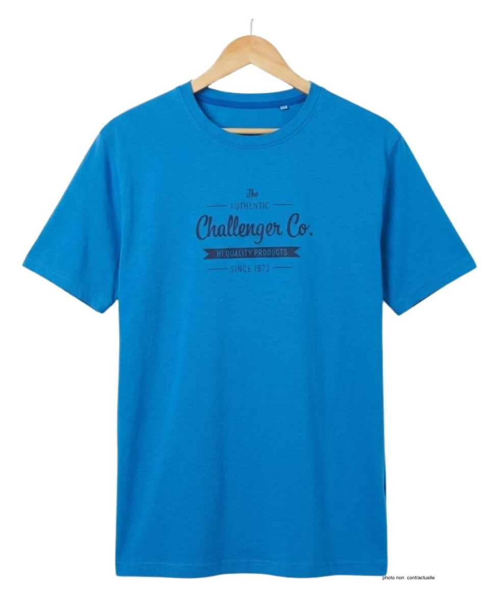 CHALLENGER SEVILLE1 : Tee-shirt homme imprimé bleu coton