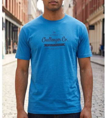 CHALLENGER SEVILLE1 : Tee-shirt homme imprimé bleu coton