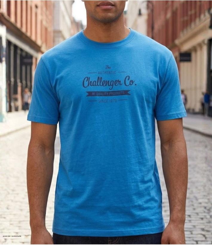 CHALLENGER SEVILLE1 : Tee-shirt homme imprimé bleu coton