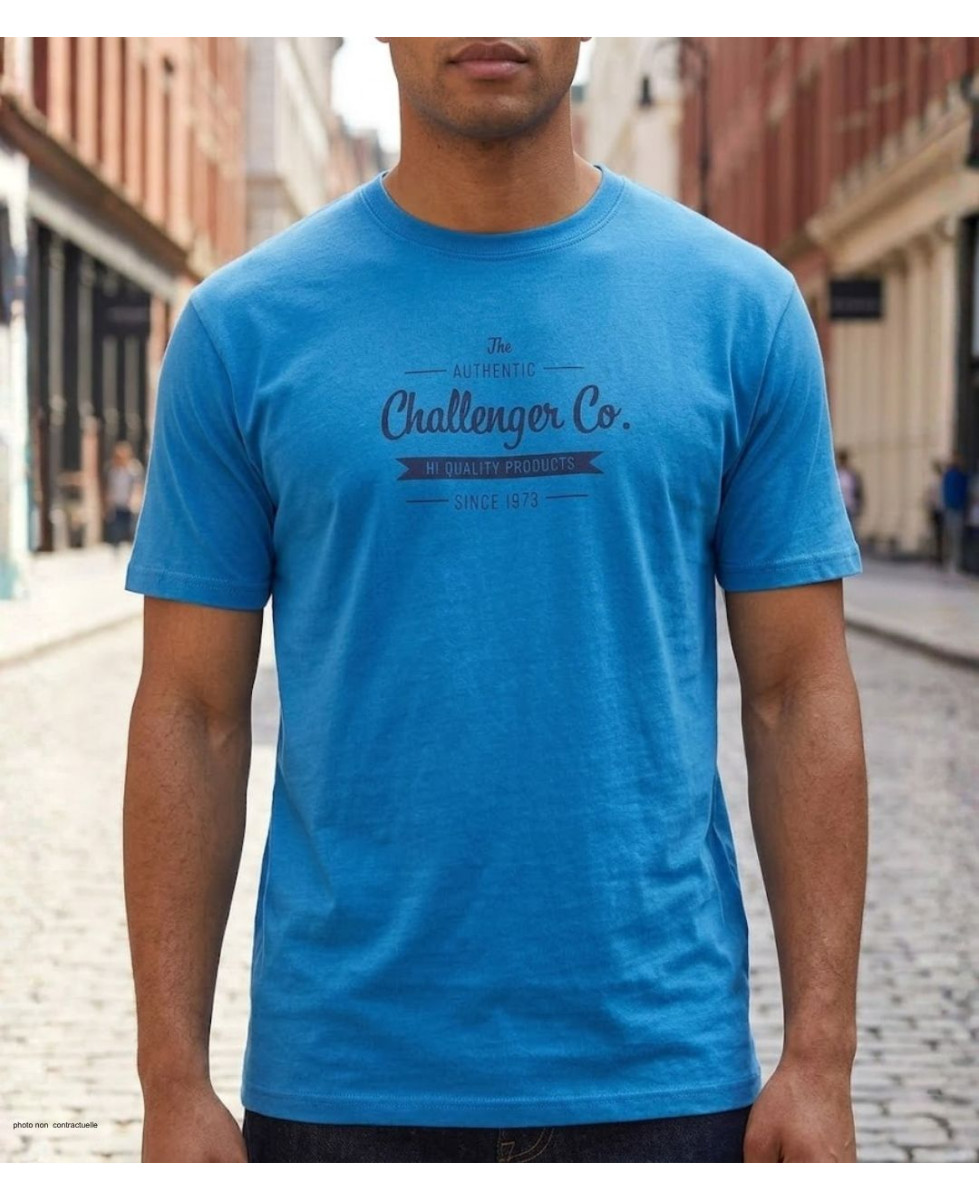 CHALLENGER SEVILLE1 : Tee-shirt homme imprimé bleu coton