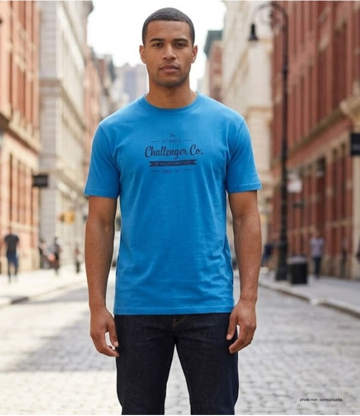 CHALLENGER SEVILLE1 : Tee-shirt homme imprimé bleu coton