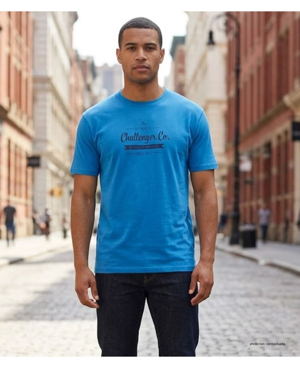 CHALLENGER SEVILLE1 : Tee-shirt homme imprimé bleu coton