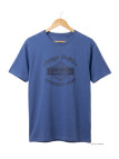 CHALLENGER TEE3003A - Tee-shirt bleu imprimé pur coton