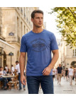 CHALLENGER TEE3003A - Tee-shirt bleu imprimé pur coton