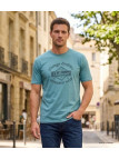 CHALLENGER TEE3003B - Tee-shirt vert imprimé pur coton