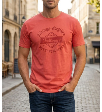 CHALLENGER TEE3003C - Tee-shirt orange corail coton jersey