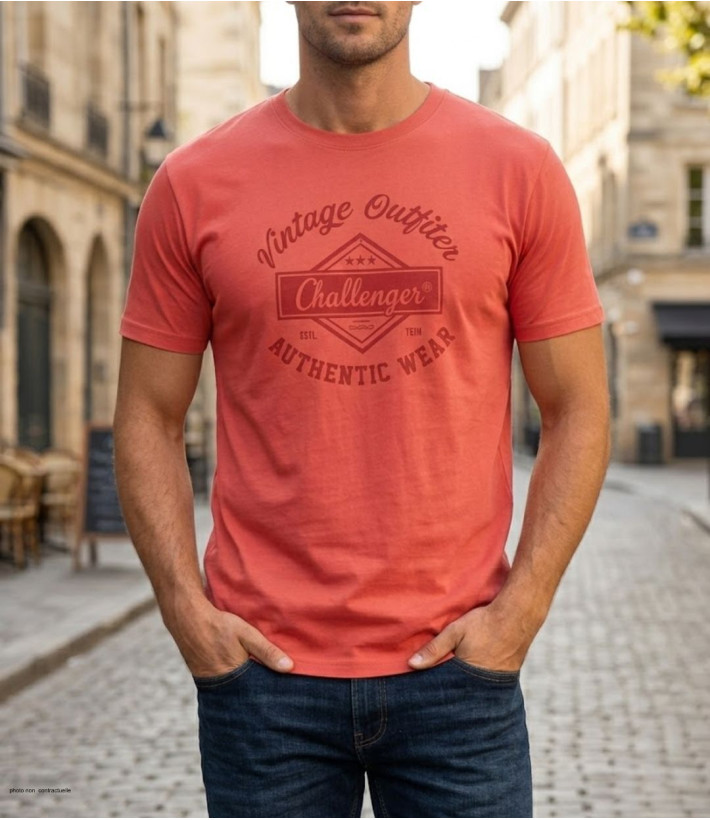 CHALLENGER TEE3003C - Tee-shirt orange corail coton jersey