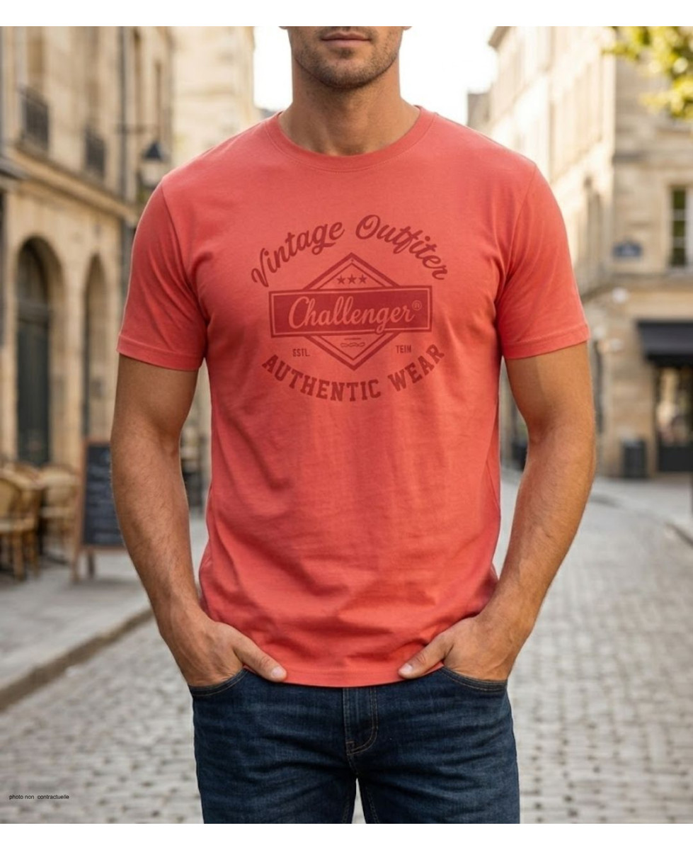 CHALLENGER TEE3003C - Tee-shirt orange corail coton jersey
