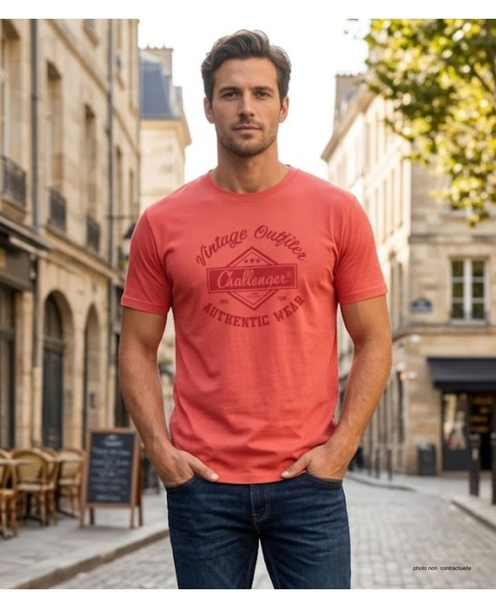 CHALLENGER TEE3003C - Tee-shirt orange corail coton jersey