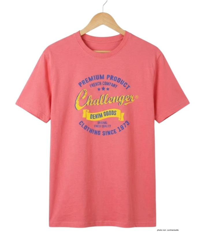 CHALLENGER TEE3004C - Tee-shirt orange corail coton jersey