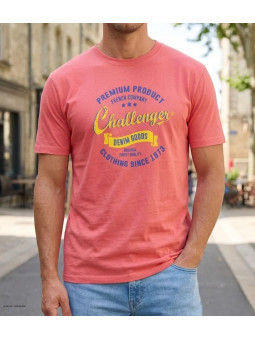 CHALLENGER TEE3004C - Tee-shirt orange corail coton jersey
