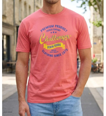 CHALLENGER TEE3004C - Tee-shirt orange corail coton jersey