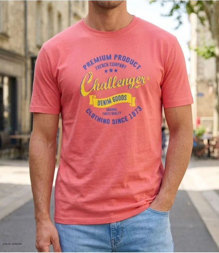 CHALLENGER TEE3004C - Tee-shirt orange corail coton jersey