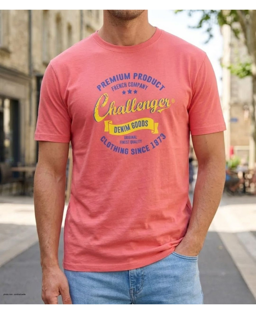 CHALLENGER TEE3004C - Tee-shirt orange corail coton jersey