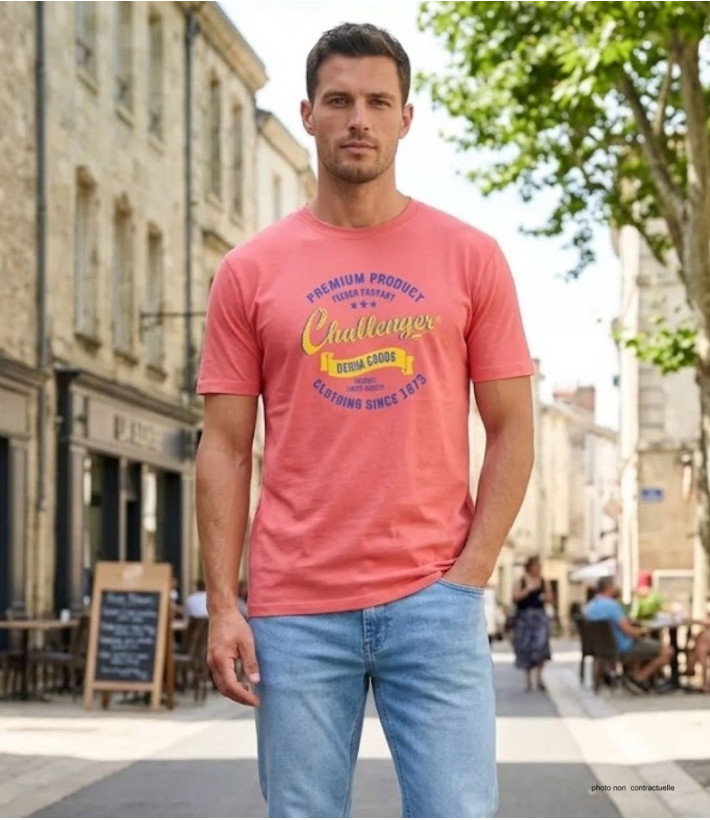 CHALLENGER TEE3004C - Tee-shirt orange corail coton jersey