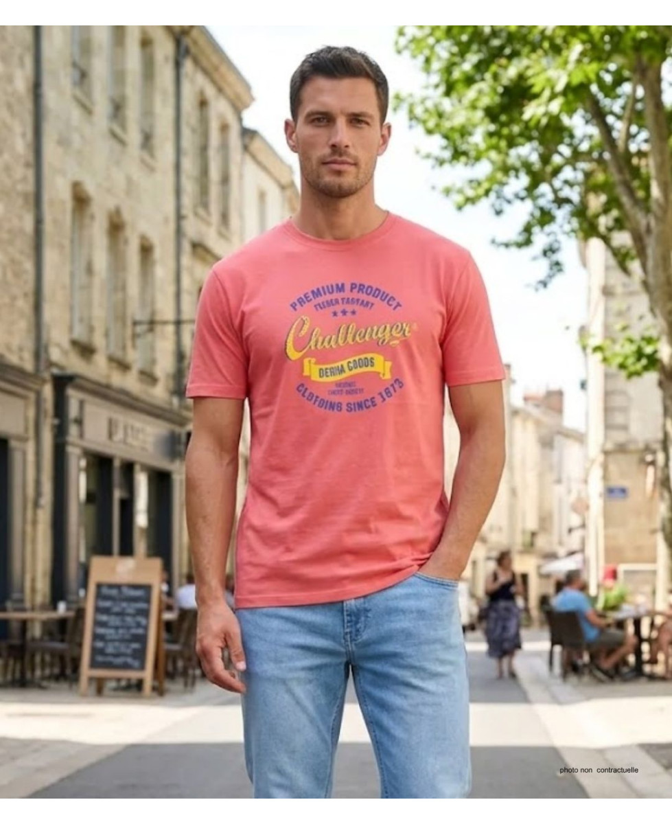 CHALLENGER TEE3004C - Tee-shirt orange corail coton jersey