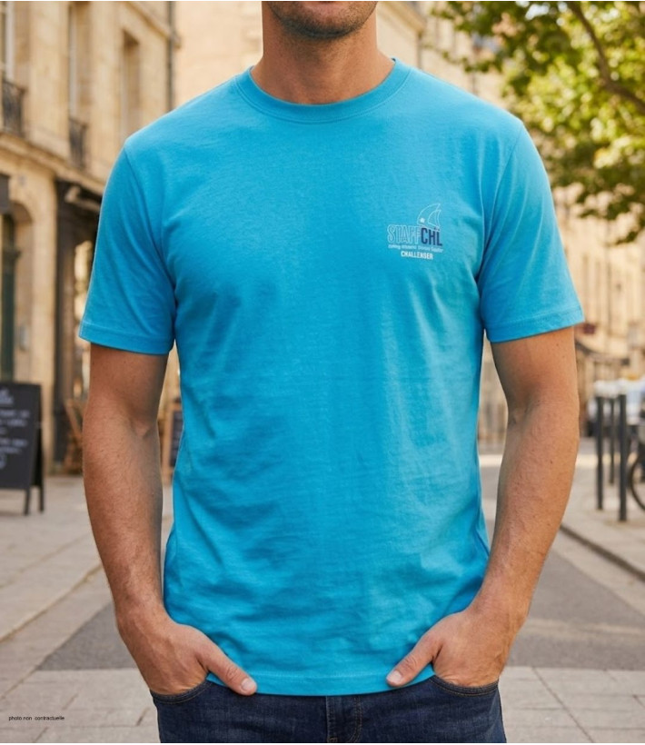 CHALLENGER TEE3007D - Tee-shirt bleu turquoise coton jersey