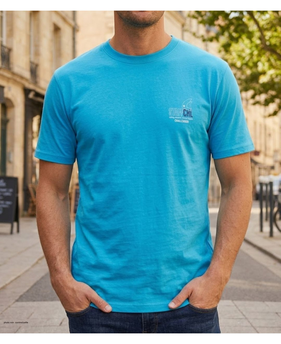 CHALLENGER TEE3007D - Tee-shirt bleu turquoise coton jersey