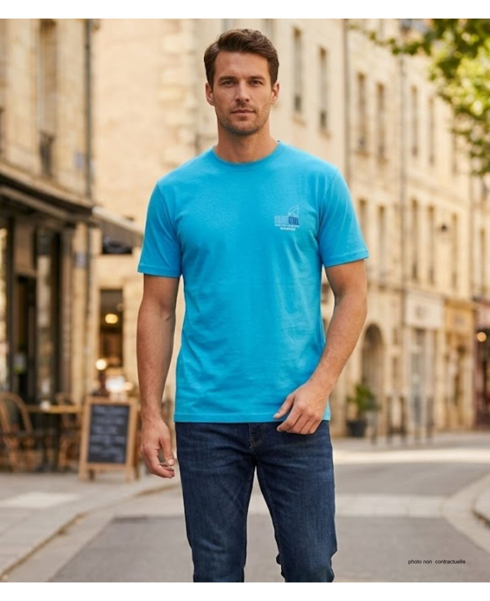 CHALLENGER TEE3007D - Tee-shirt bleu turquoise coton jersey