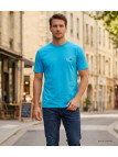 CHALLENGER TEE3007D - Tee-shirt bleu turquoise coton jersey