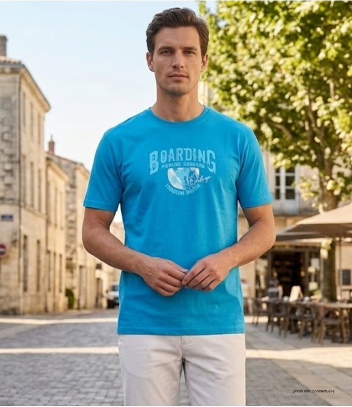 CHALLENGER SOMBRERO1 - Tee-shirt turquoise coton peigné