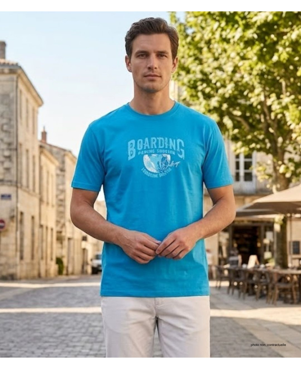 CHALLENGER SOMBRERO1 - Tee-shirt turquoise coton peigné