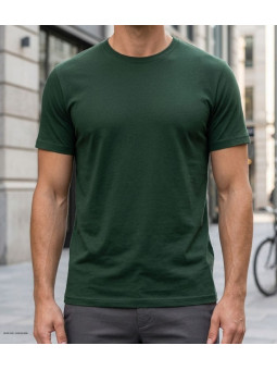 Tee-shirt uni manches courtes ras du cou pour homme modèle 510110U004 coloris vert en coton peigné de la marque CHALLENGER.