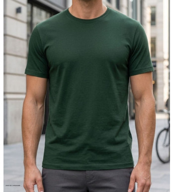 Tee-shirt uni manches courtes ras du cou pour homme modèle 510110U004 coloris vert en coton peigné de la marque CHALLENGER.