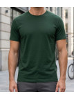 Tee-shirt uni manches courtes ras du cou pour homme modèle 510110U004 coloris vert en coton peigné de la marque CHALLENGER.