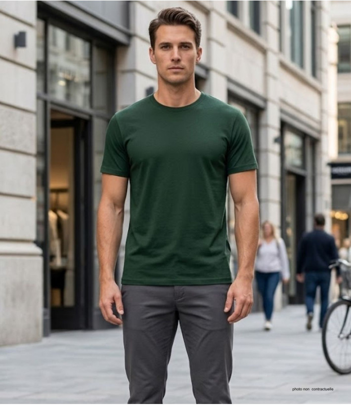 Tee-shirt CHALLENGER 510110U004 Ras du Cou Coton Vert
