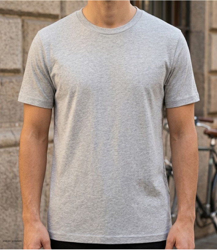 Tee-shirt CHALLENGER 510110U006 Ras du Cou Gris Chiné