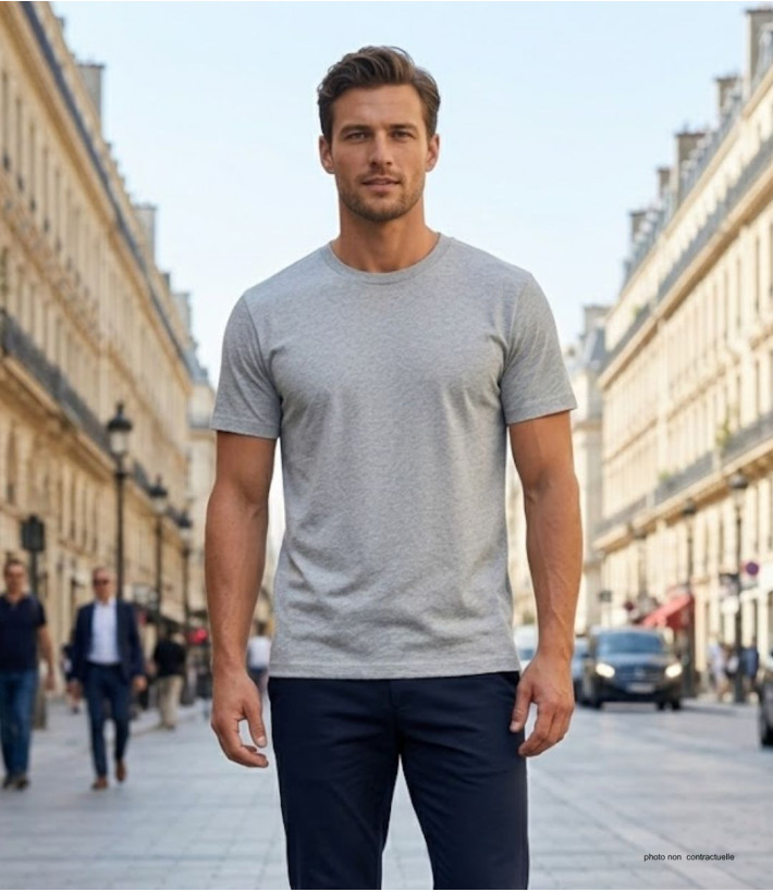 Tee-shirt CHALLENGER 510110U006 Ras du Cou Gris Chiné