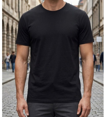 Tee-shirt CHALLENGER 510110U008 Ras du Cou Noir Coton
