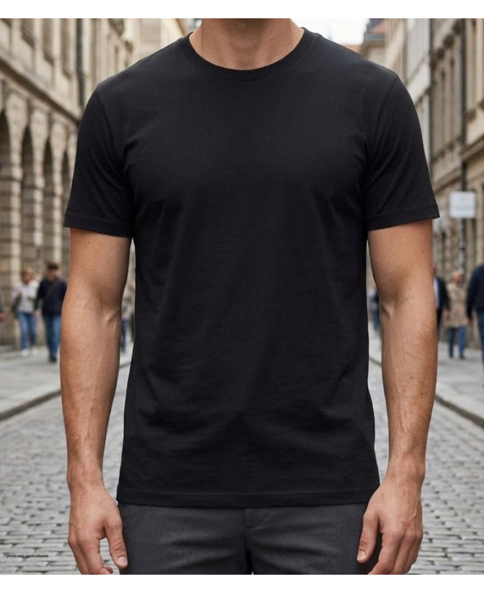 Tee-shirt CHALLENGER 510110U008 Ras du Cou Noir Coton