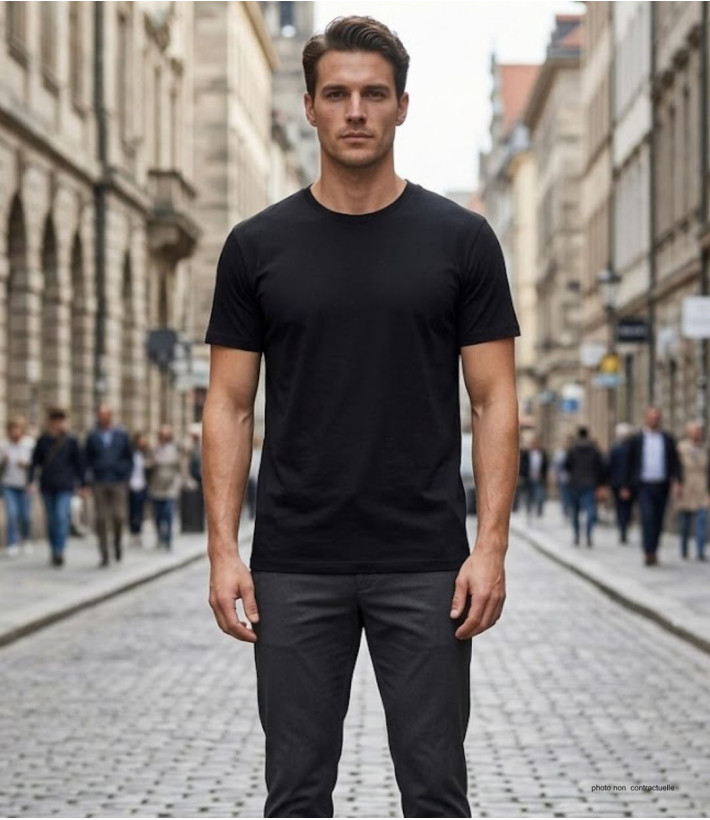Tee-shirt CHALLENGER 510110U008 Ras du Cou Noir Coton