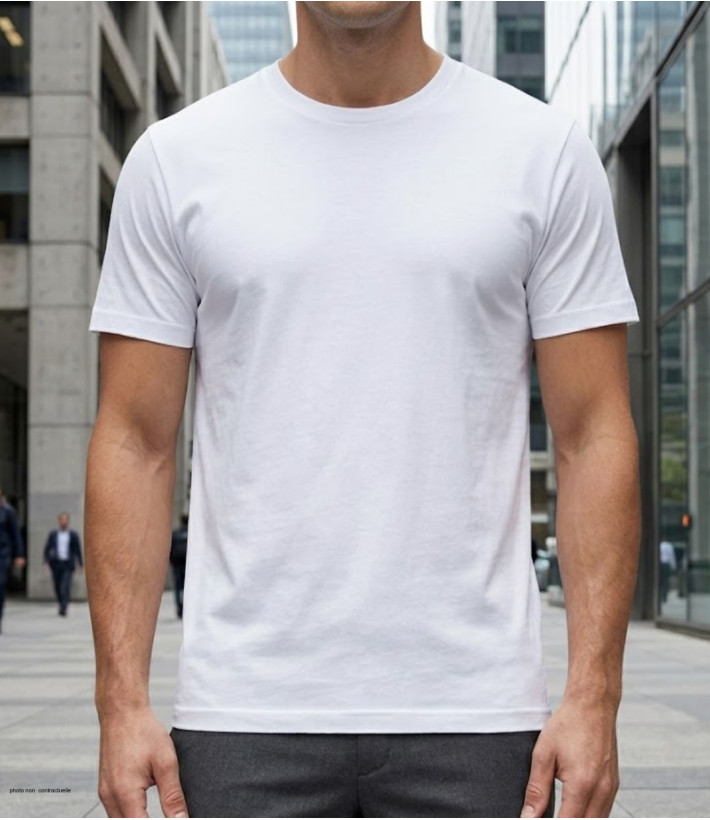 Tee-shirt CHALLENGER 510110U012 Ras du Cou Blanc Coton