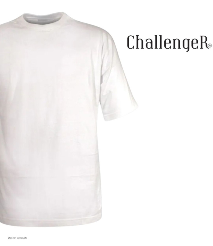 Tee-shirt CHALLENGER 510110U012 Ras du Cou Blanc Coton